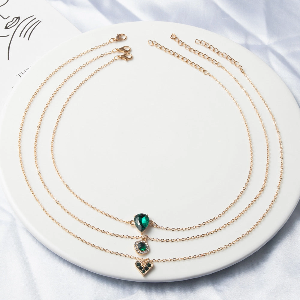 Wholesale Heart Zircon Alloy Necklaces Three-Piece Set