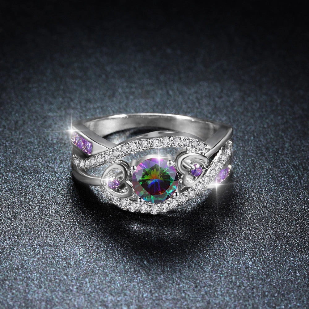 Wholesale Heart Zircon Couple Copper Rings