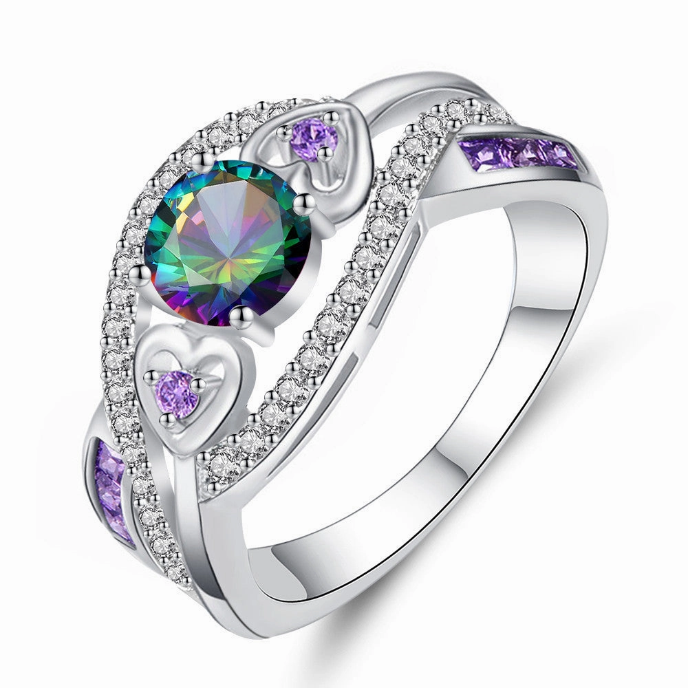 Wholesale Heart Zircon Couple Copper Rings