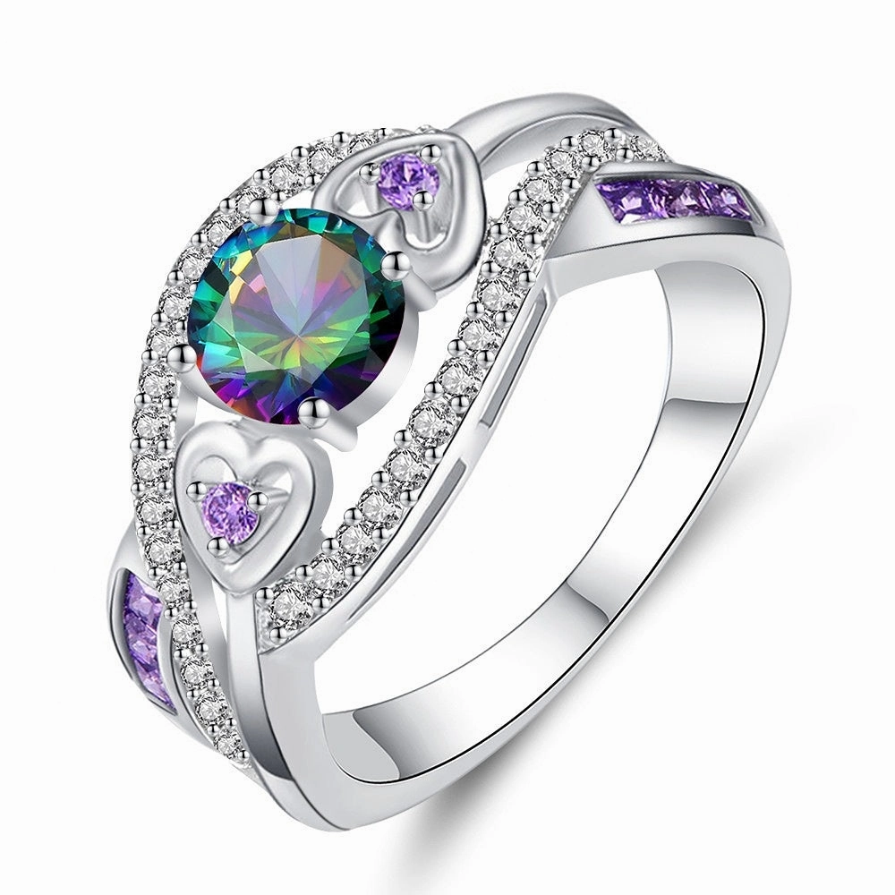 Wholesale Heart Zircon Couple Copper Rings