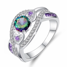 Wholesale Heart Zircon Couple Copper Rings