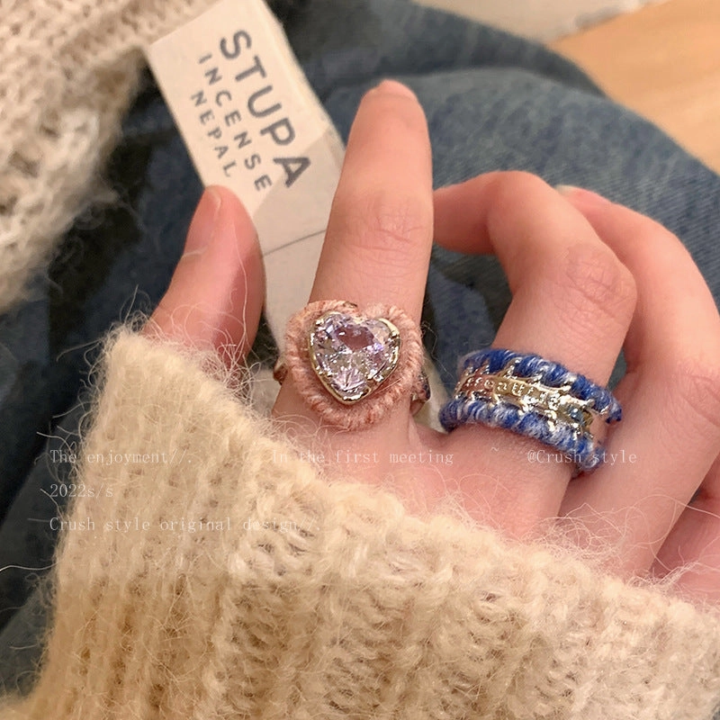 Wholesale Heart Zircon Plush Alloy Rings