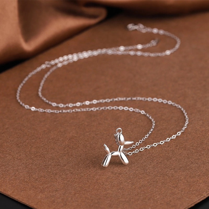 Wholesale Hip-hop Balloon Dog Pendant Necklace with Stainless Steel Chain