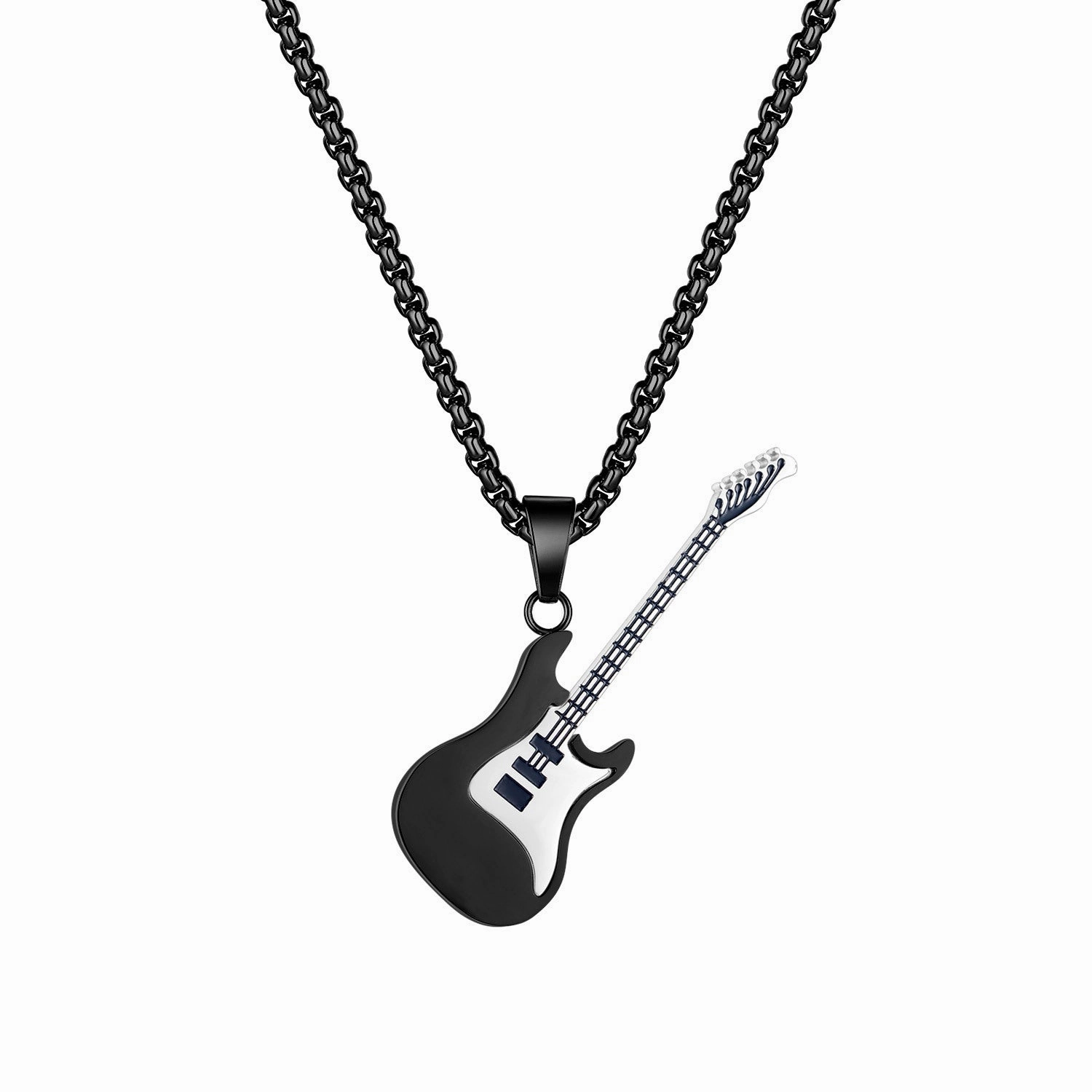 Wholesale Hip-hop Stainless Steel Guitar Pendant Trendy Men's Necklace