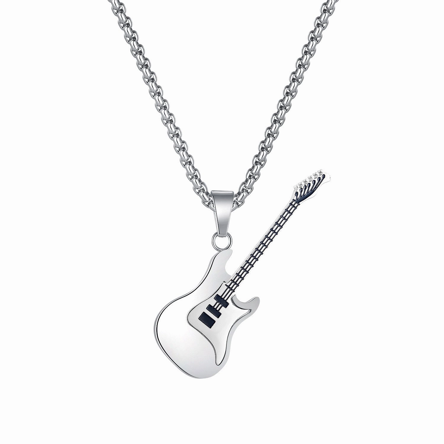Wholesale Hip-hop Stainless Steel Guitar Pendant Trendy Men's Necklace