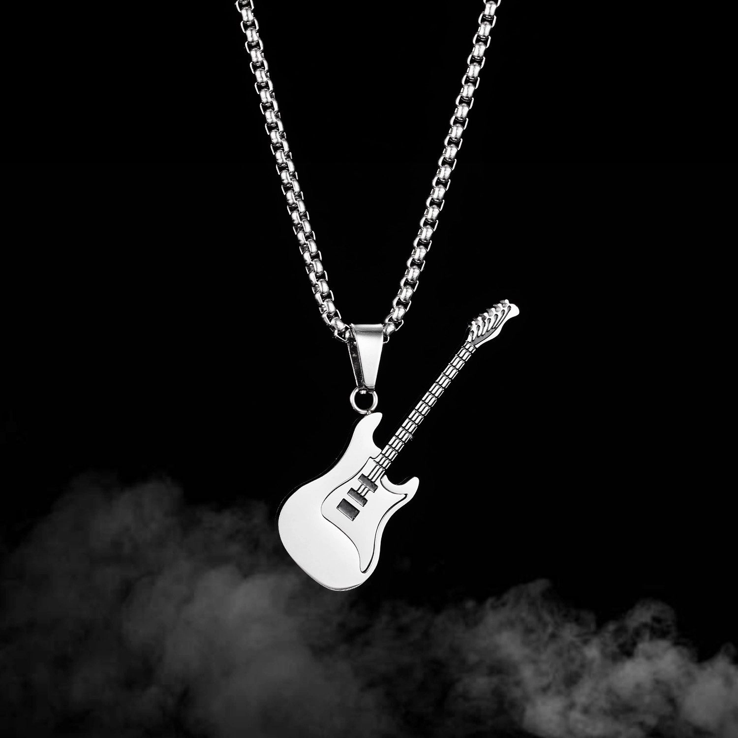 Wholesale Hip-hop Stainless Steel Guitar Pendant Trendy Men's Necklace