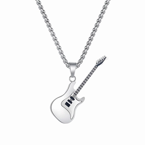 Wholesale Hip-hop Stainless Steel Guitar Pendant Trendy Men's Necklace