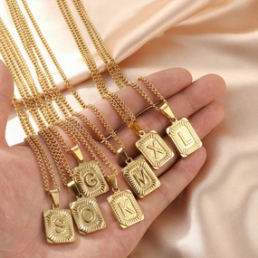Wholesale Hip-hop Stainless Steel Letter Necklaces