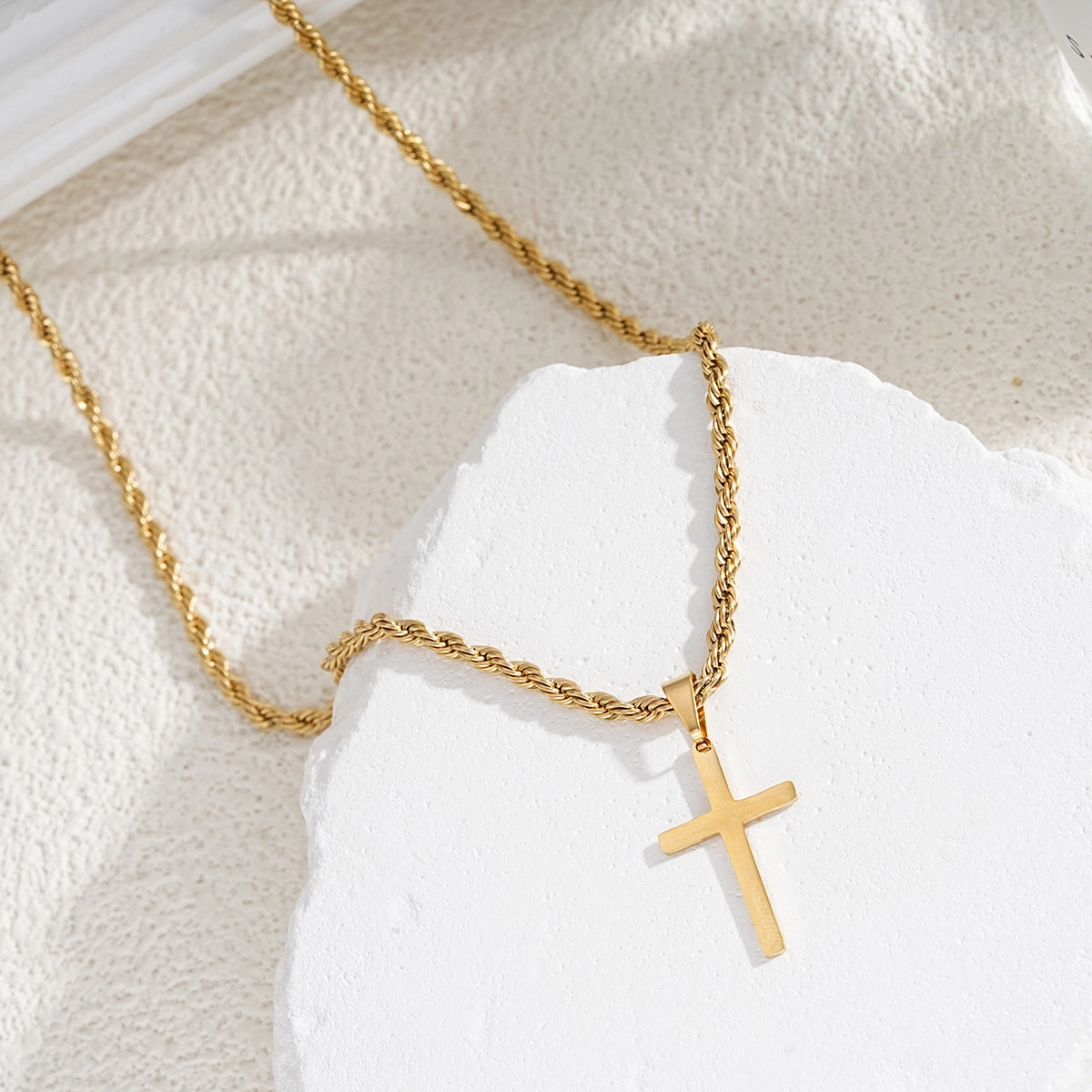 Wholesale Hip-hop trend men's cross pendant twist chain necklace