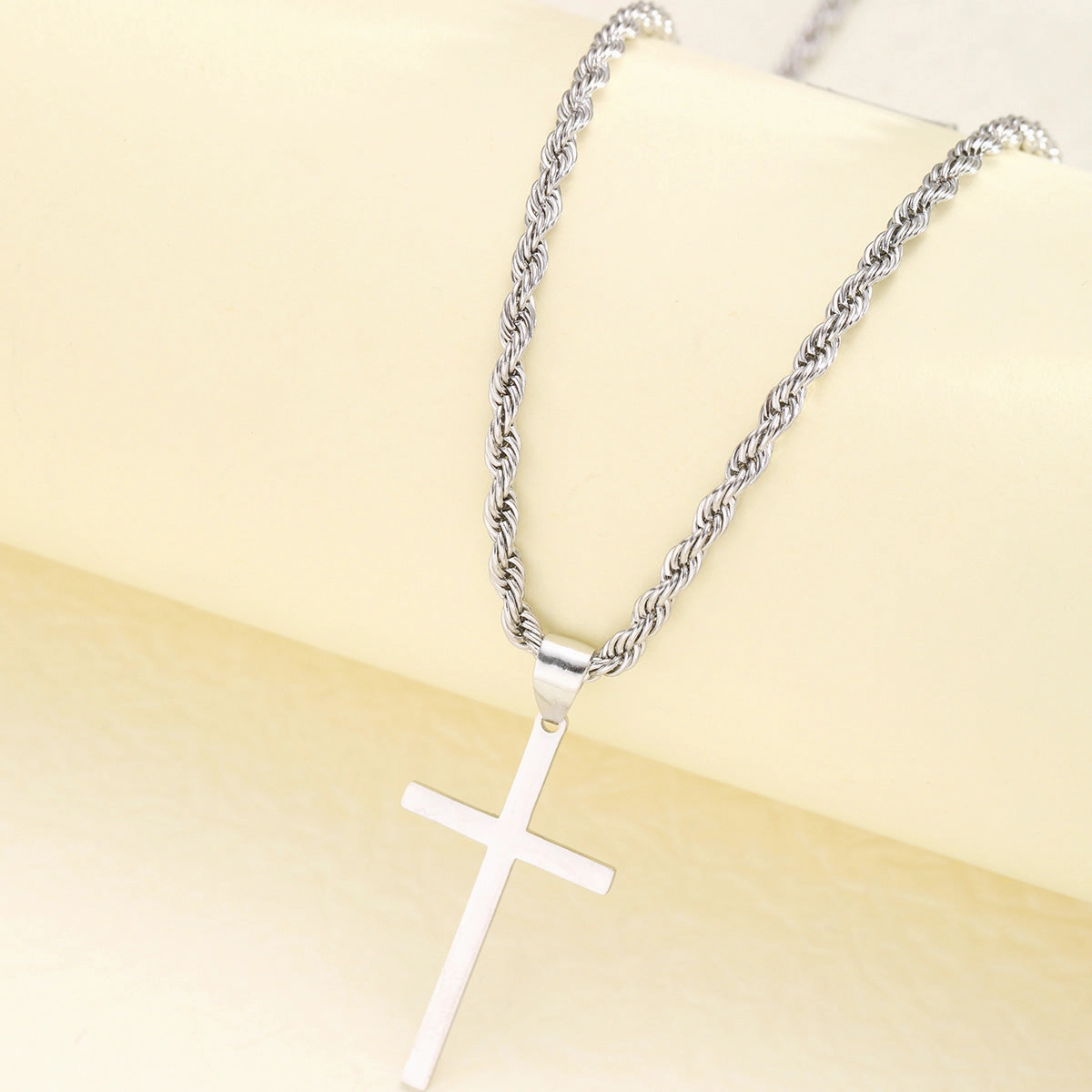Wholesale Hip-hop trend men's cross pendant twist chain necklace