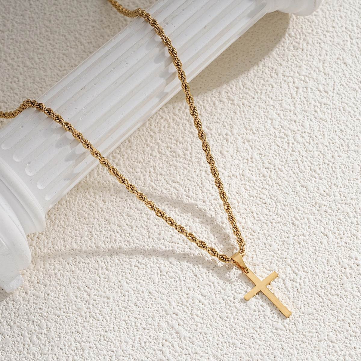 Wholesale Hip-hop trend men's cross pendant twist chain necklace