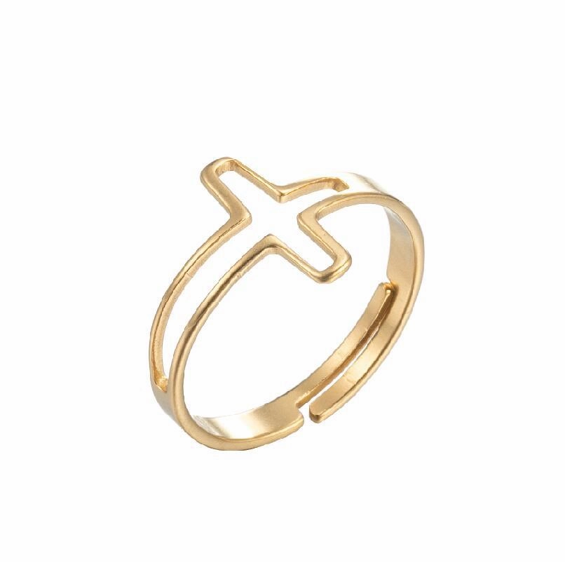 Wholesale Hollow Out Stainless Steel Cross Rings
