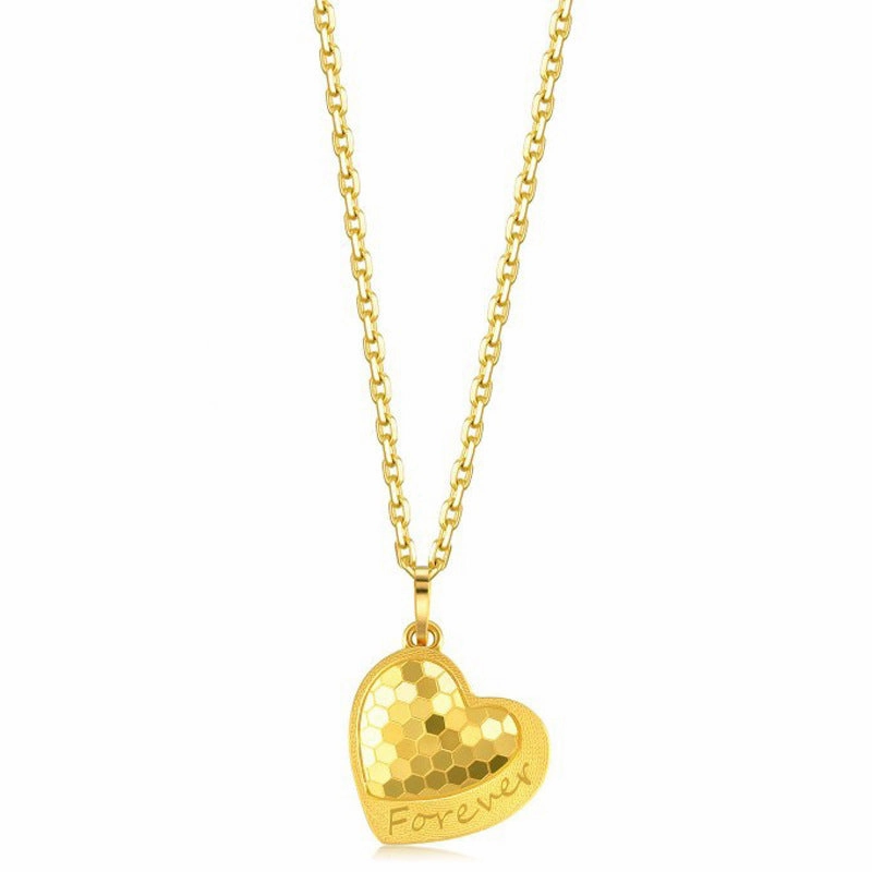 Wholesale Honeycomb Love Fish Scale Peach Heart Shape Titanium Steel Necklaces