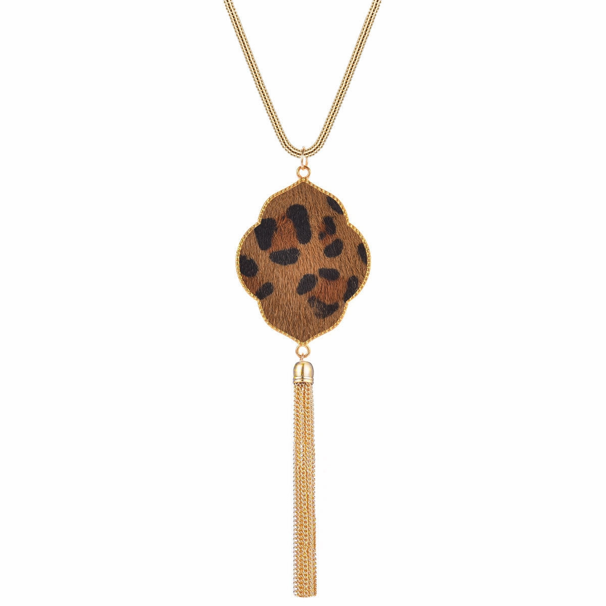 Wholesale Horsehair Leopard Pattern Tassel Necklaces