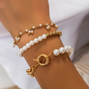 Wholesale Imitation Pearl Alloy Bracelet Set