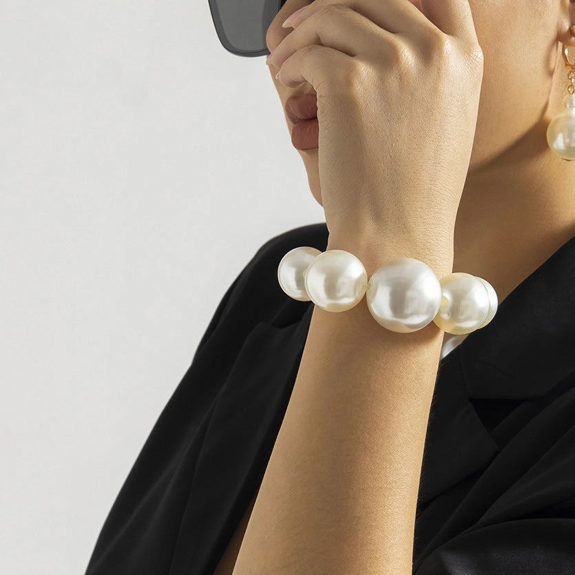 Wholesale Imitation Pearl Beads Chain Earrings Bracelet Necklaces Set