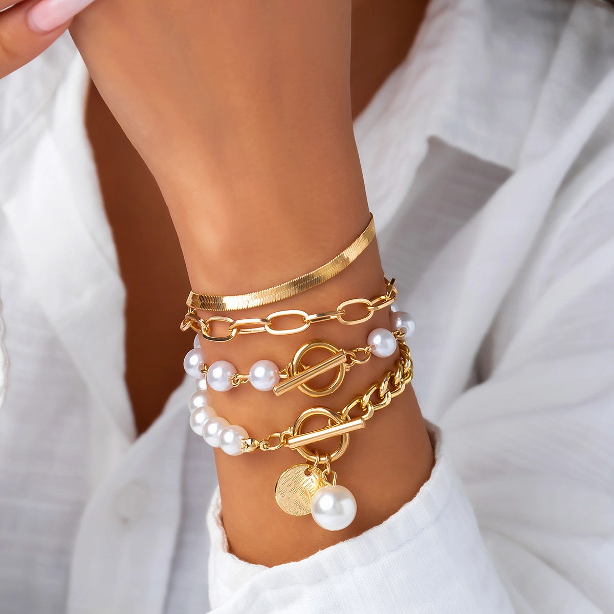 Wholesale Imitation Pearl Bracelet Set