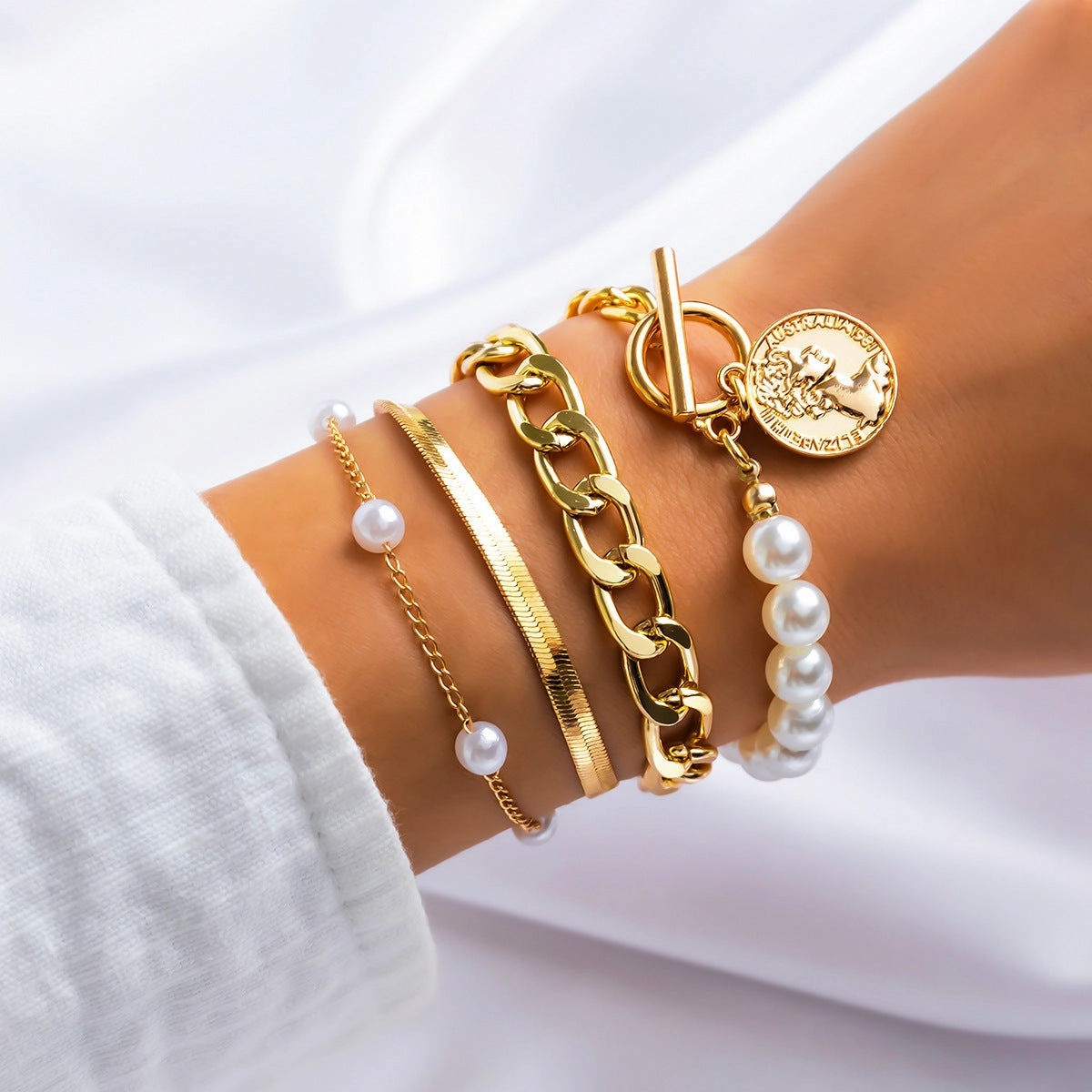 Wholesale Imitation Pearl Bracelet Set