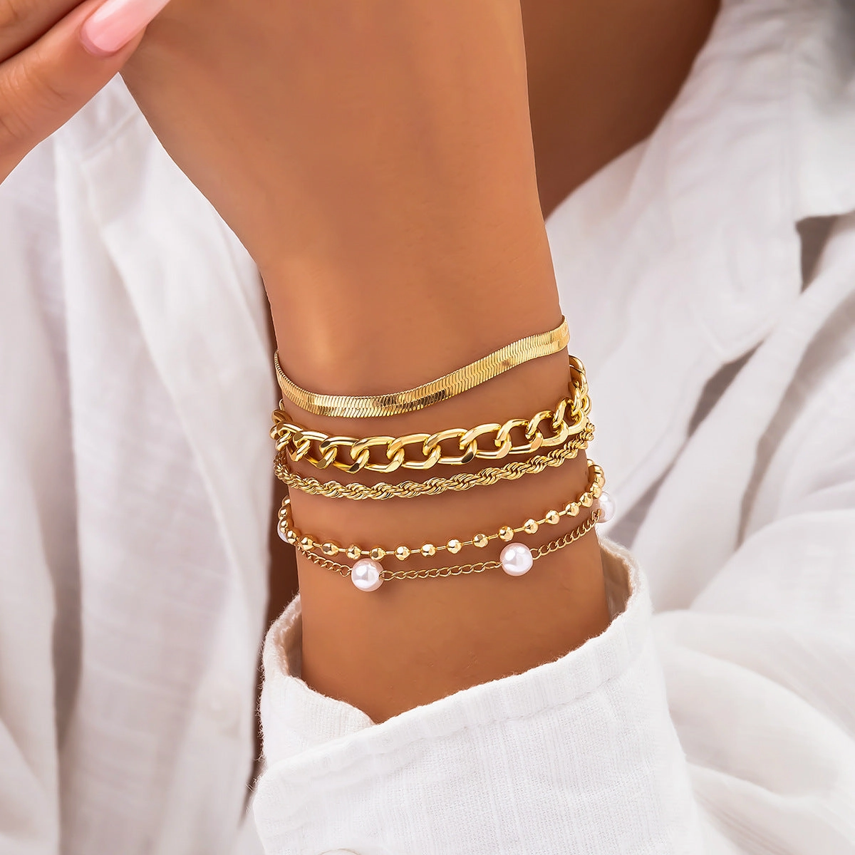 Wholesale Imitation Pearl Bracelet Set