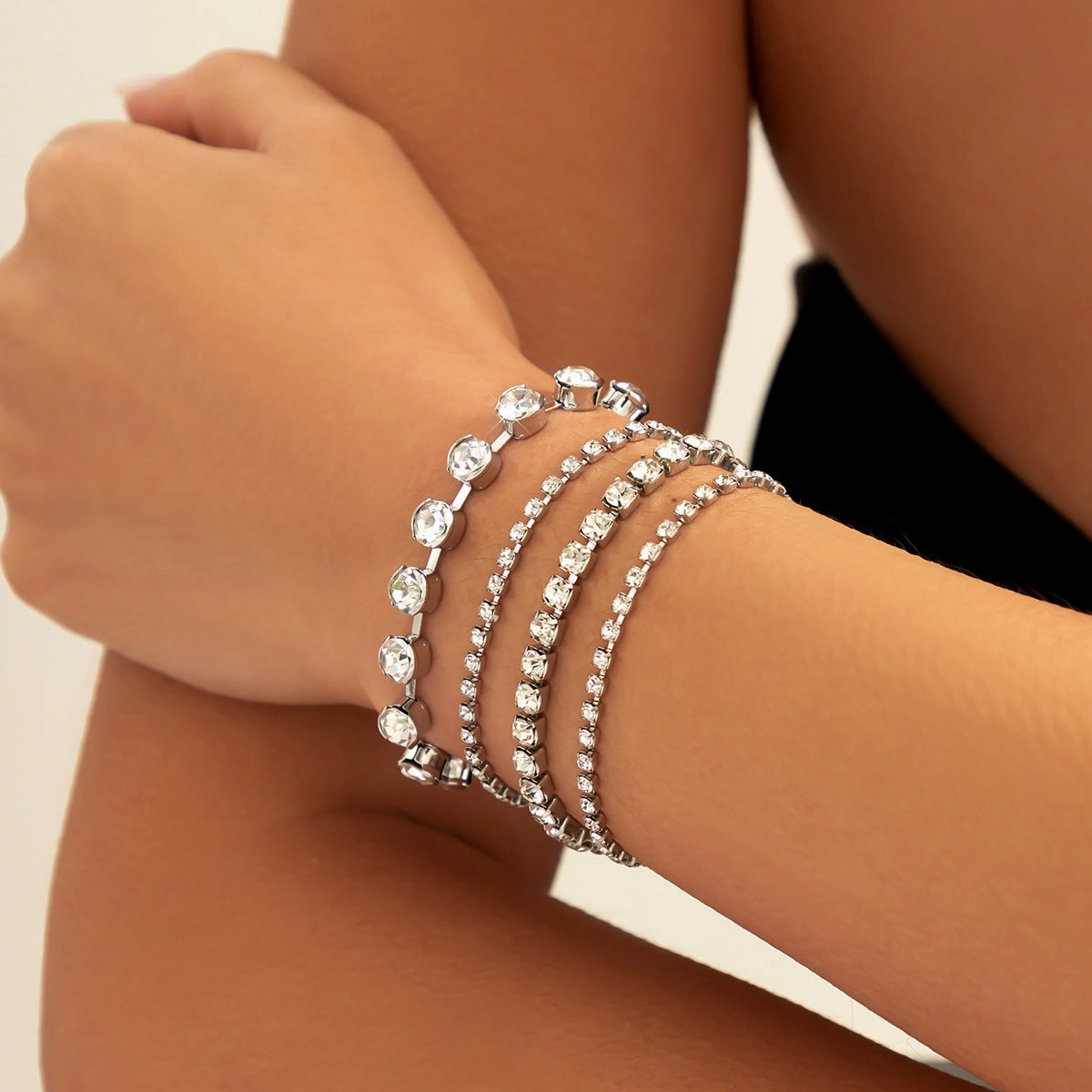 Wholesale Imitation Pearl Cross Chain Bracelet Set