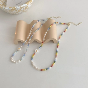 Wholesale Imitation Pearl Flower Beaded Necklaces