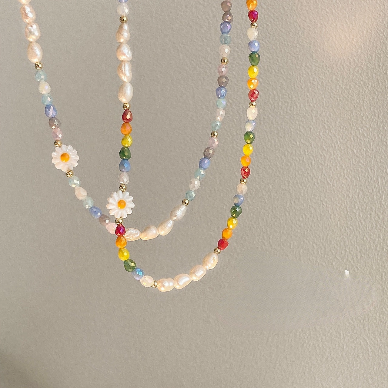 Wholesale Imitation Pearl Flower Beaded Necklaces