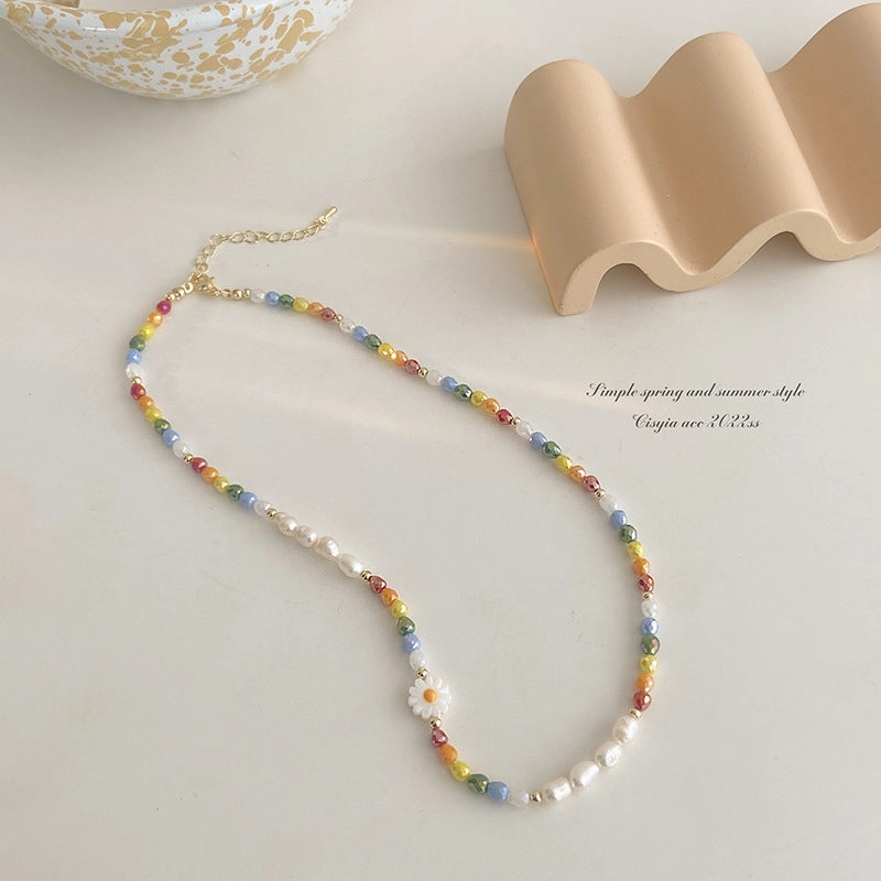 Wholesale Imitation Pearl Flower Beaded Necklaces