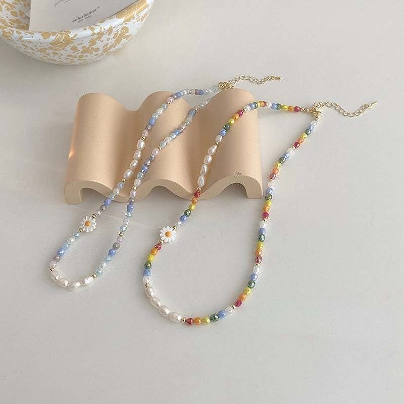 Wholesale Imitation Pearl Flower Beaded Necklaces