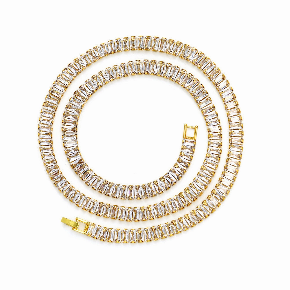 Wholesale Inlaid Full Zircon Rectangle Cuban Necklaces