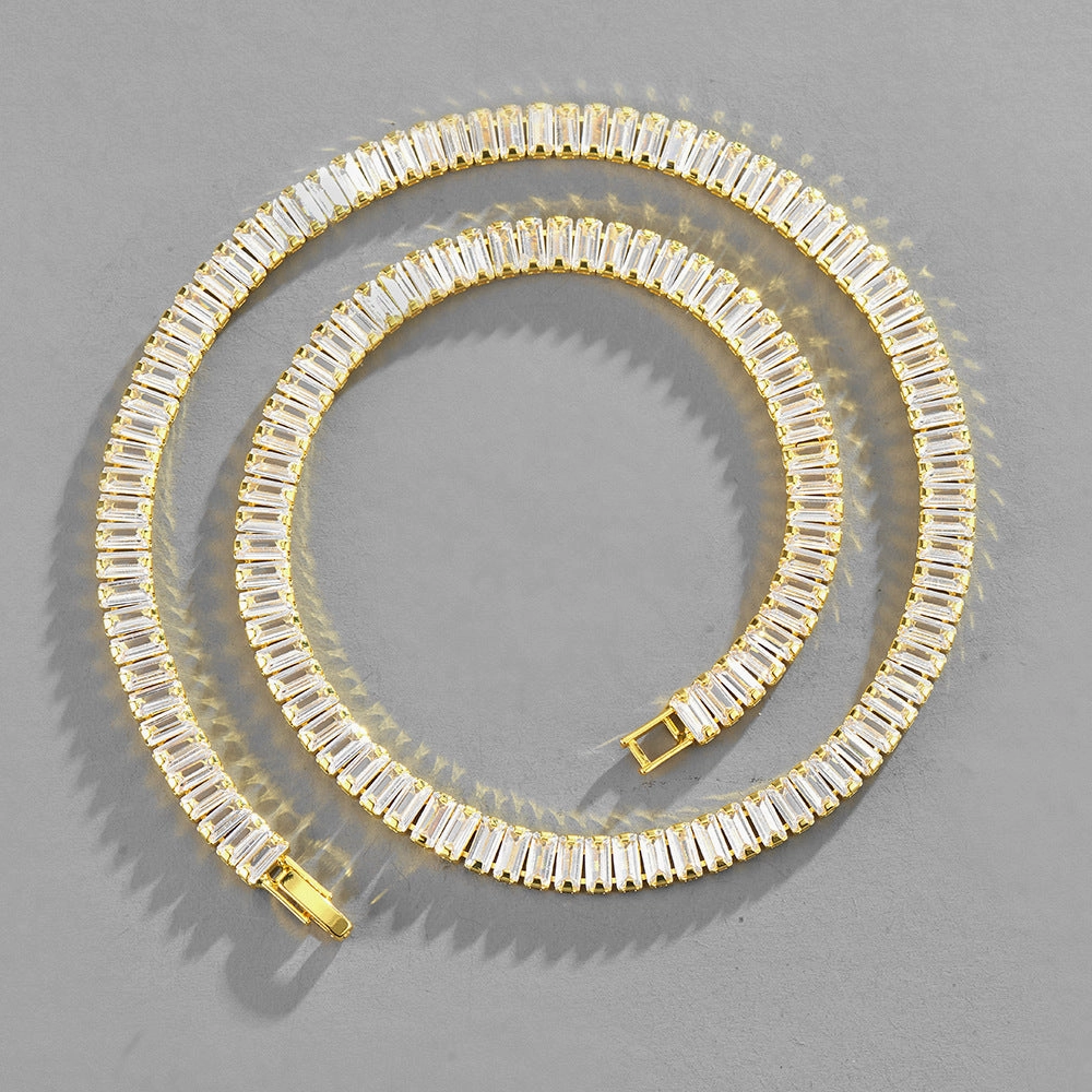 Wholesale Inlaid Full Zircon Rectangle Cuban Necklaces
