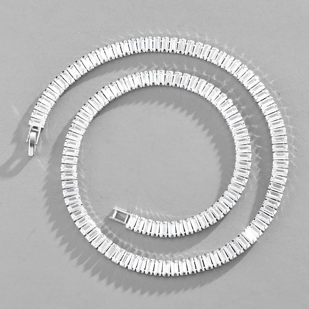 Wholesale Inlaid Full Zircon Rectangle Cuban Necklaces