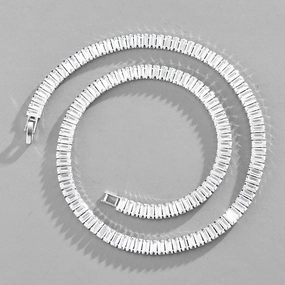 Wholesale Inlaid Full Zircon Rectangle Cuban Necklaces