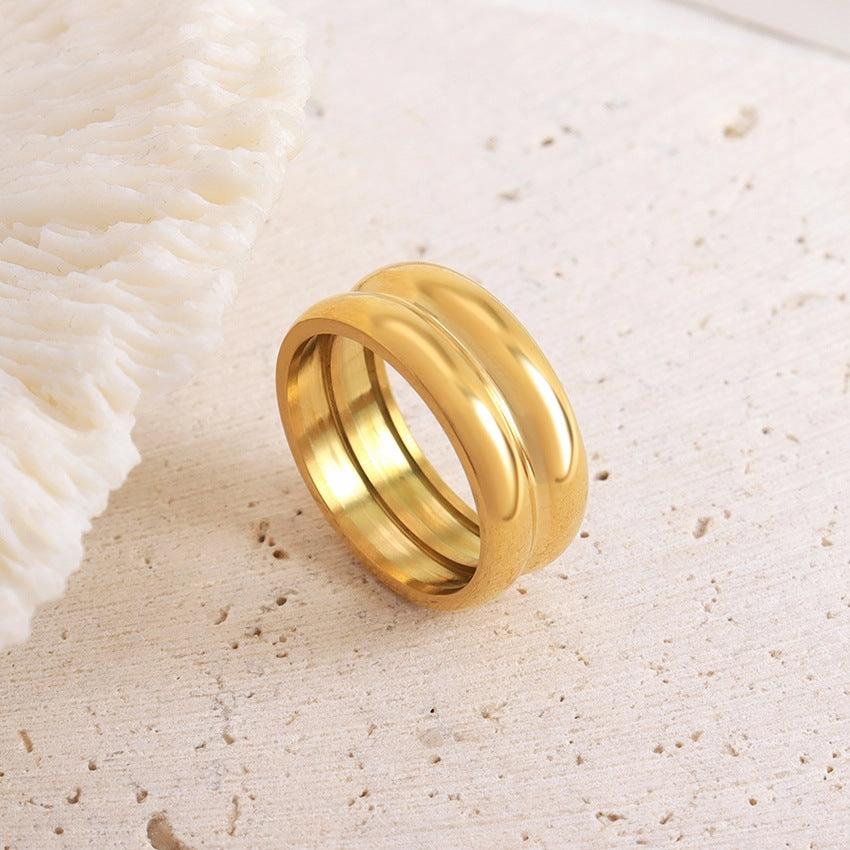 Wholesale Inlaid Pear-shaped Zircon Titanium Steel Thin Circle Open Ring