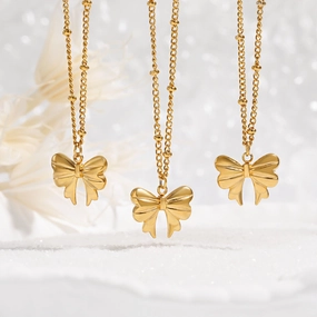 Wholesale ins style retro minimalist bow titanium steel clavicle chain