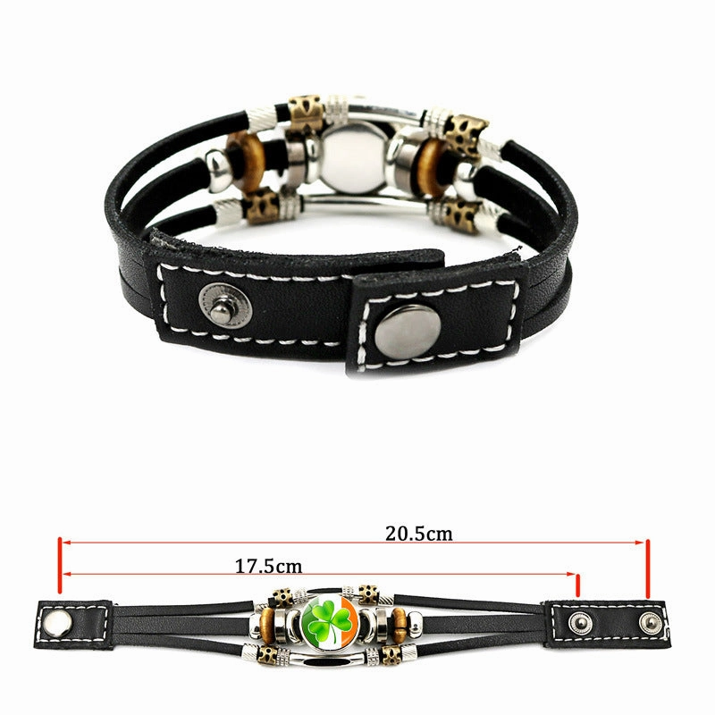 Wholesale Irish Flag Shamrock Alloy Bracelet