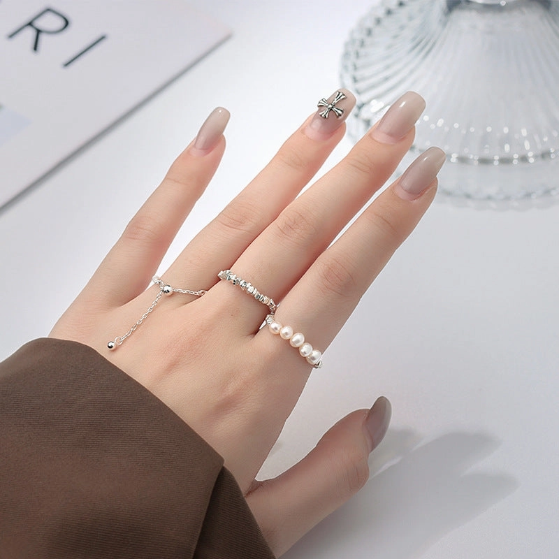 Wholesale Irregular Broken Silver Pearl Ring