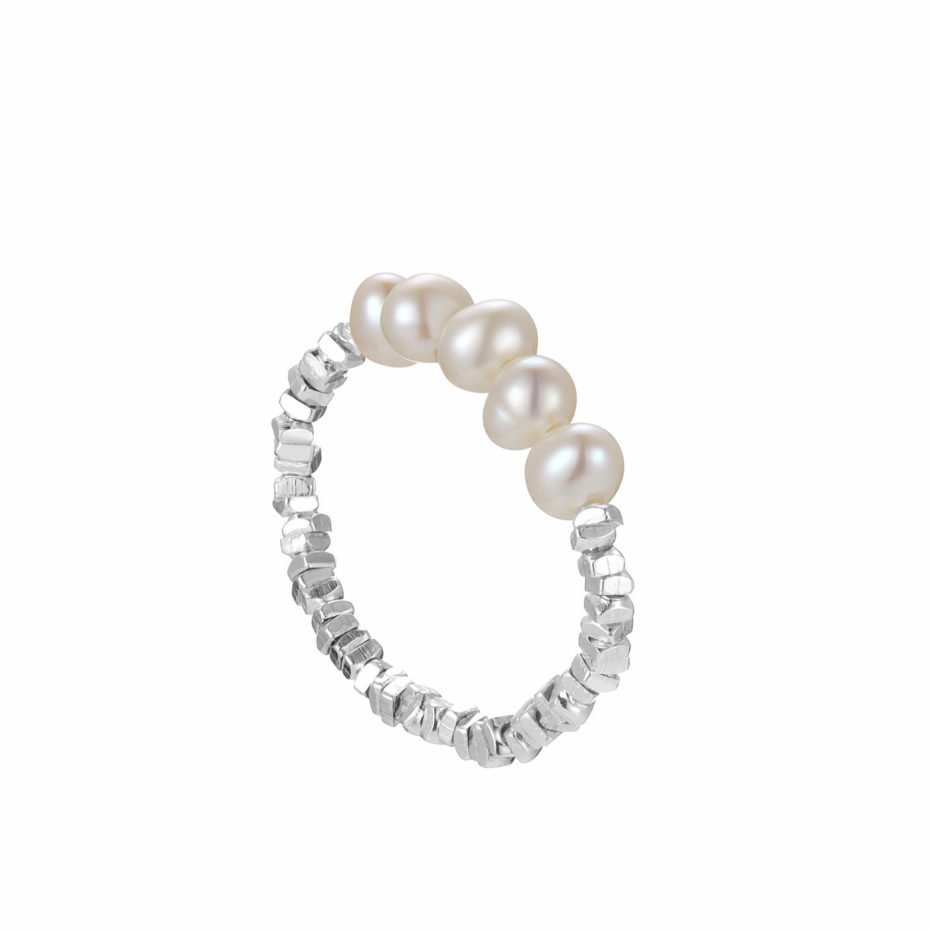Wholesale Irregular Broken Silver Pearl Ring
