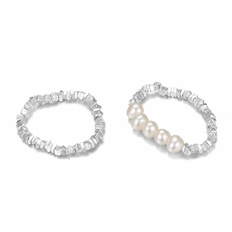 Wholesale Irregular Broken Silver Pearl Ring
