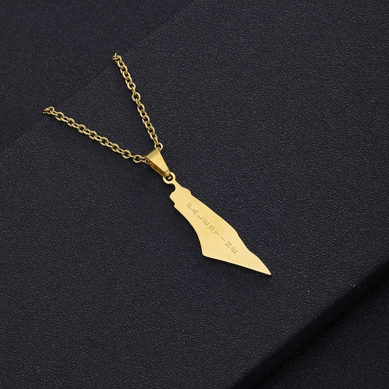 Wholesale Israel and Palestine Map Stainless Steel Necklace Collarbone Chain
