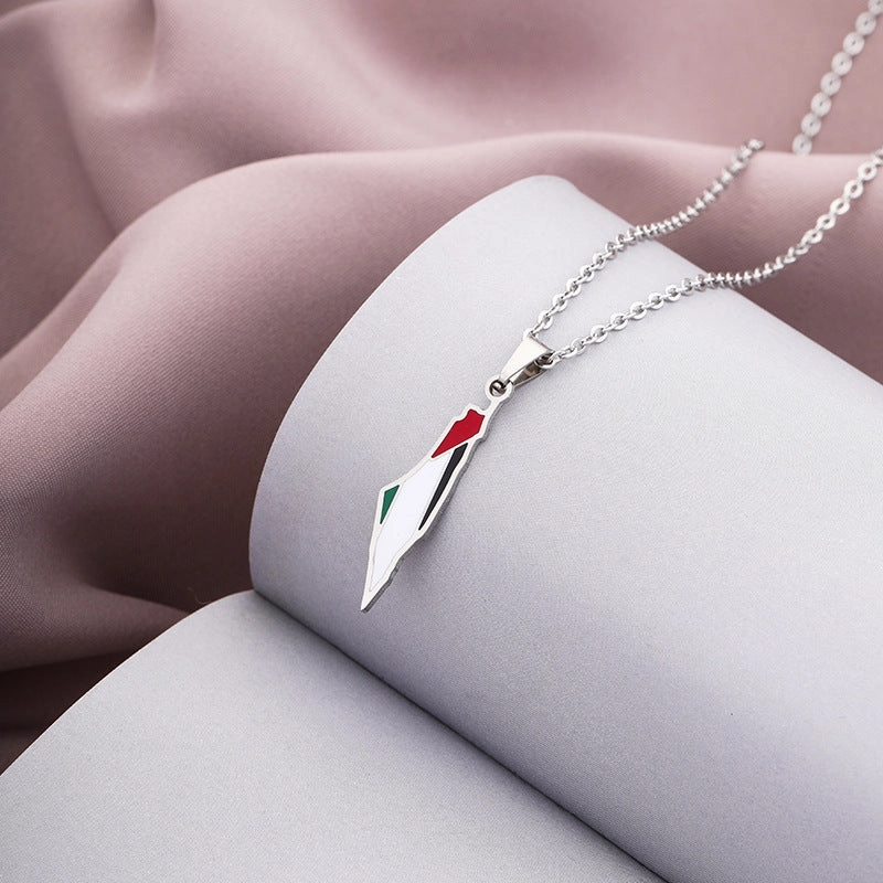 Wholesale Israel and Palestine Map Stainless Steel Necklace