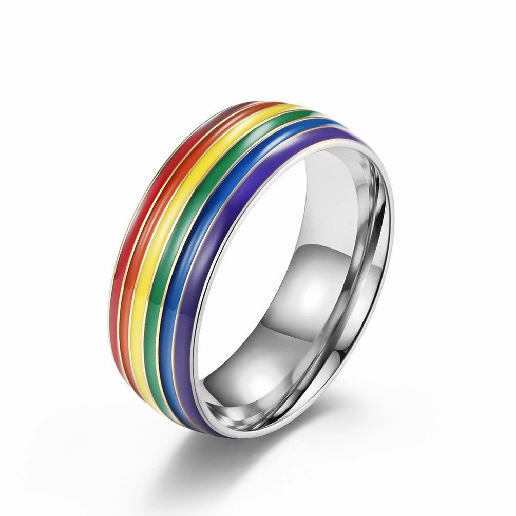 Wholesale Jewelry 18K Gold Plated LGBT Titanium Steel Rings