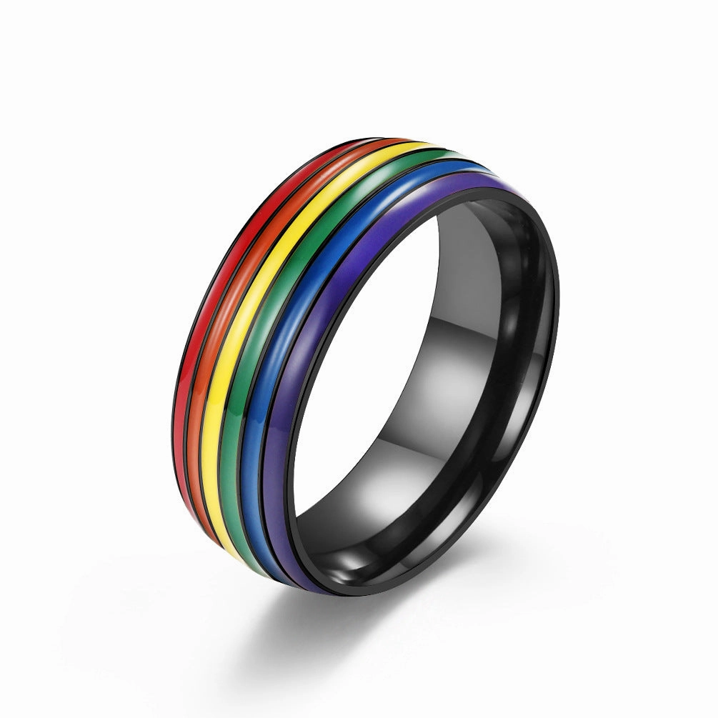 Wholesale Jewelry 18K Gold Plated LGBT Titanium Steel Rings