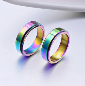 Wholesale Jewelry Color Rotation Glare Titanium Steel Rings