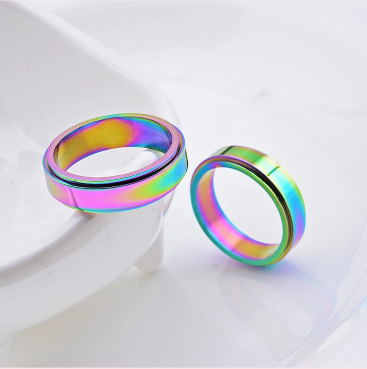 Wholesale Jewelry Color Rotation Glare Titanium Steel Rings