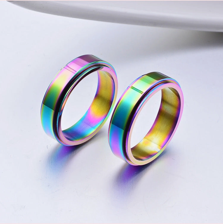 Wholesale Jewelry Color Rotation Glare Titanium Steel Rings