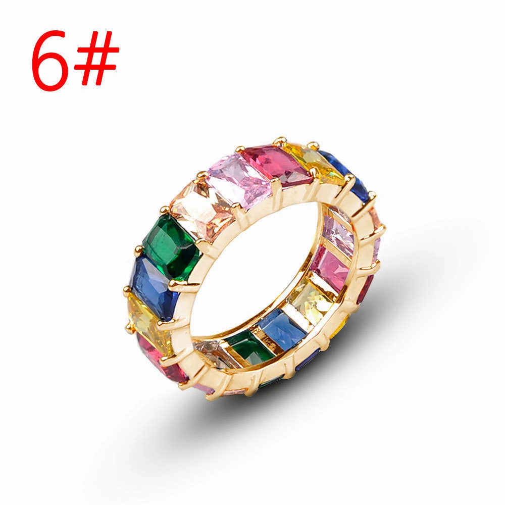 Wholesale Jewelry Colored Square Zirconia Copper Rings