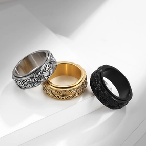 Wholesale Jewelry Devil Eye Rotating Titanium Steel Rings