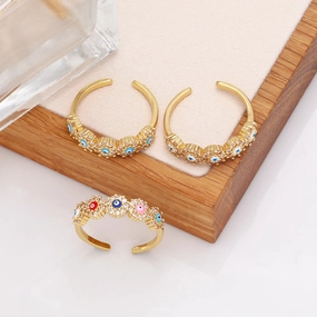 Wholesale Jewelry Devil Eyes 18K Gold Plated Copper Rings