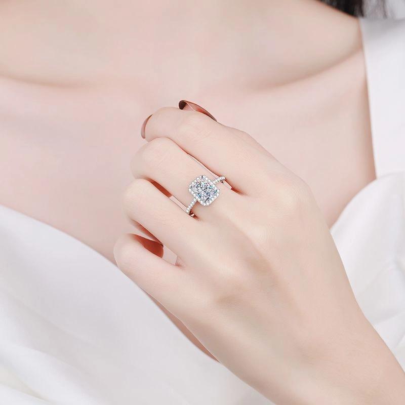 Wholesale Jewelry Four Prong Moissanite Sterling Silver Rings