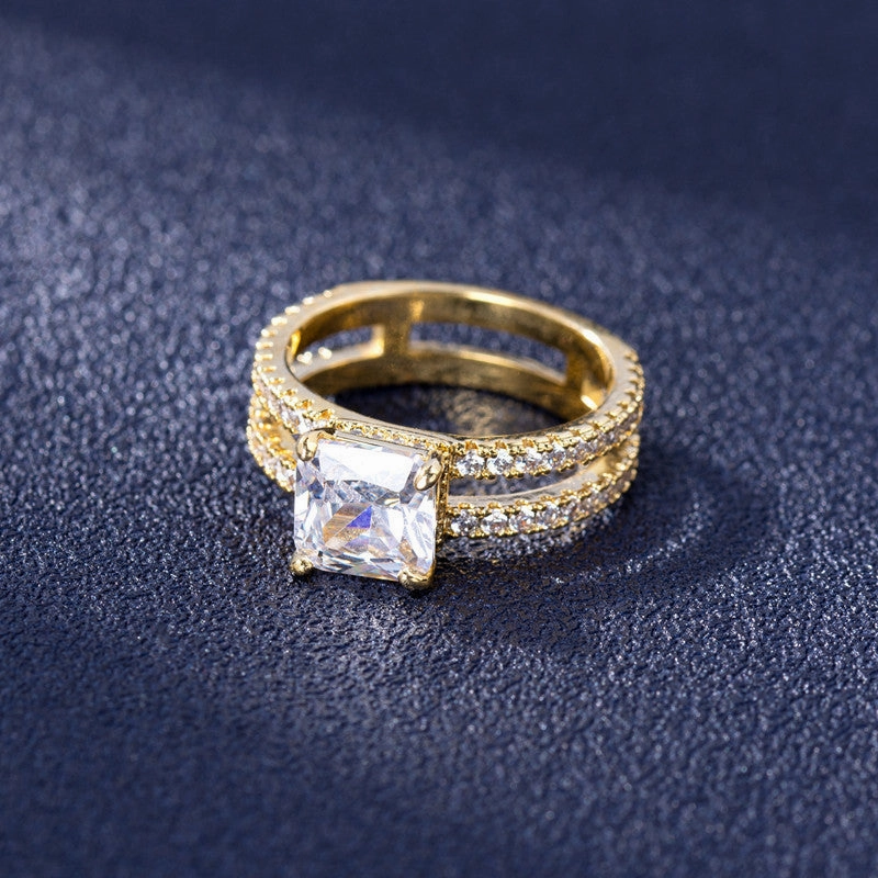 Wholesale Jewelry Gold Plated Diamond Studded Copper Rings